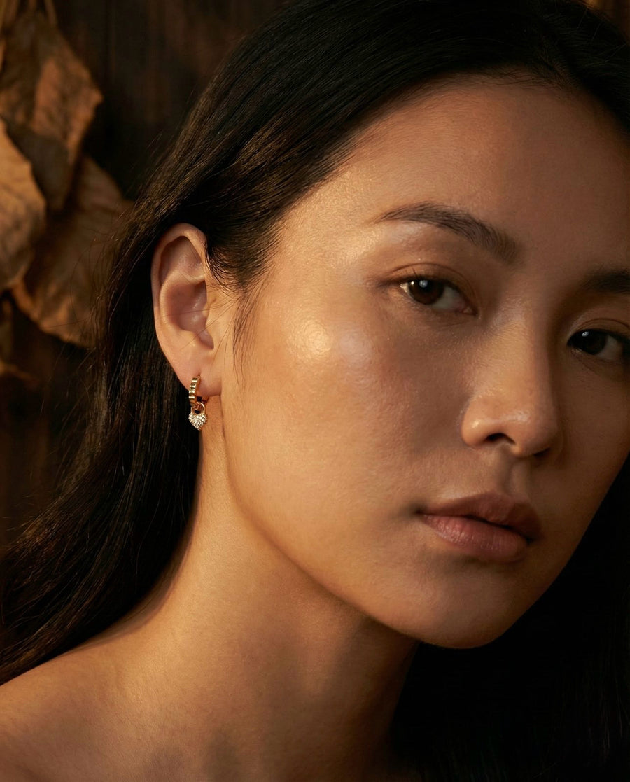 Mini Diamante Heart Hoop Earrings