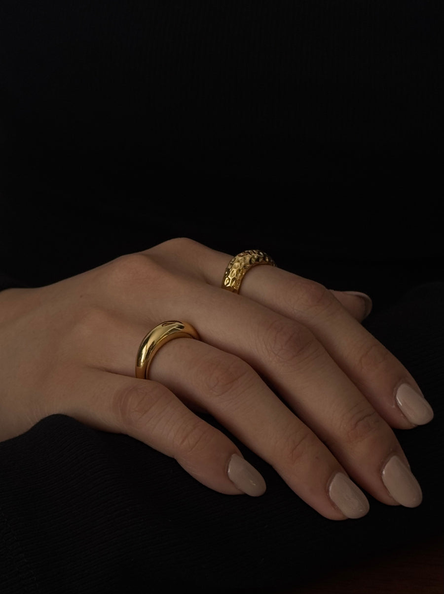 Hammered Half Moon Ring Sets