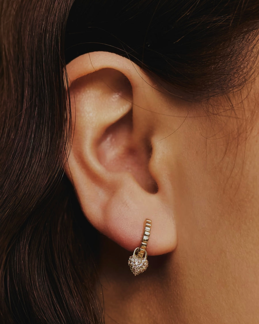 Mini Diamante Heart Hoop Earrings