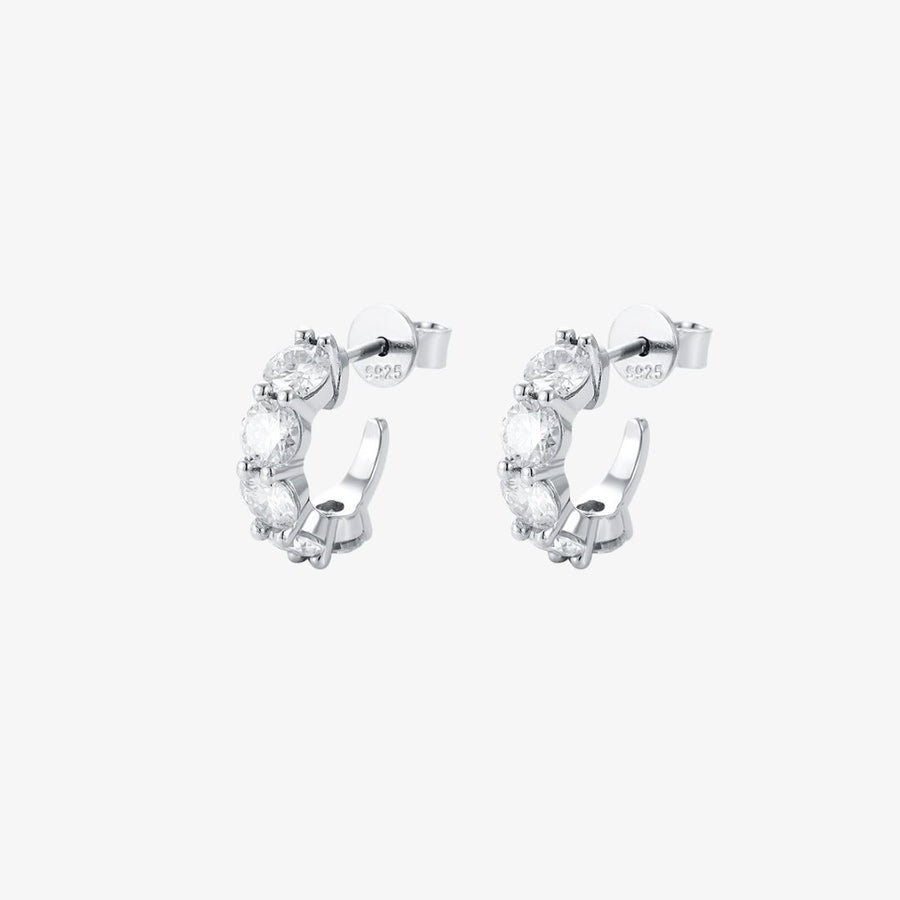 Round Cut Diamond C-Hoop Earrings