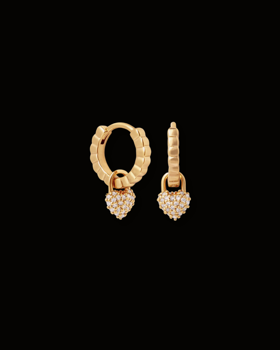 Mini Diamante Heart Hoop Earrings