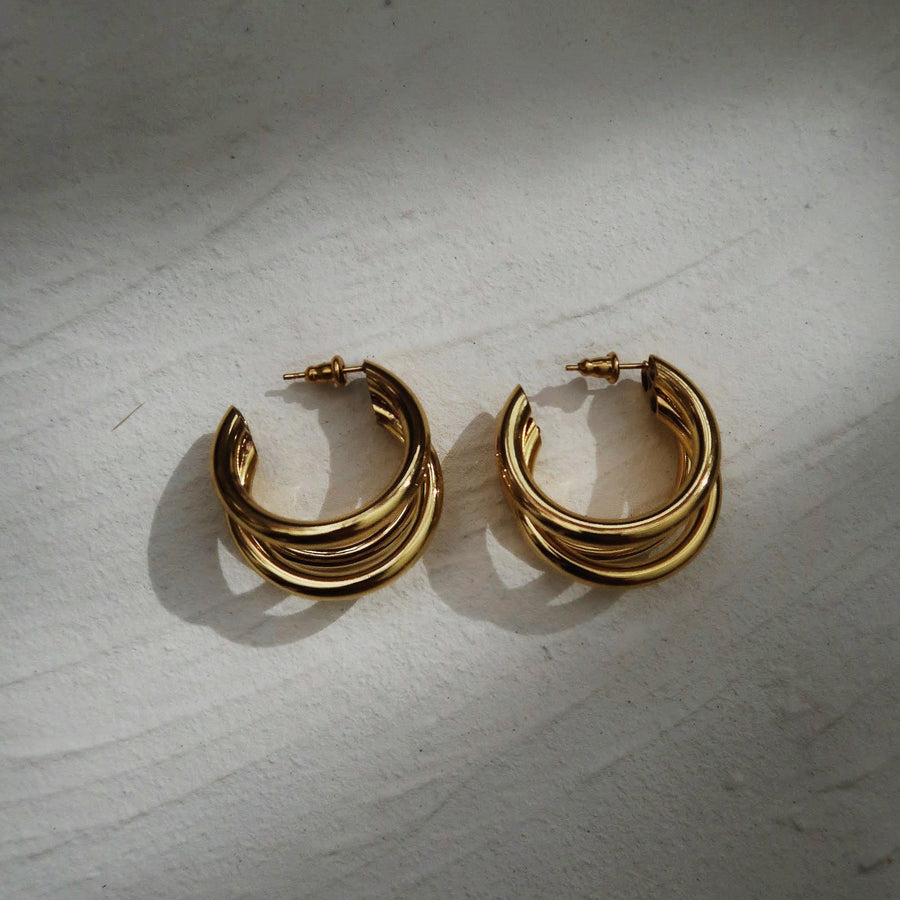 Triple Tube Hoops Earrings